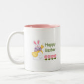 Glückliche Ostern-Tasse Zweifarbige Tasse (Links)