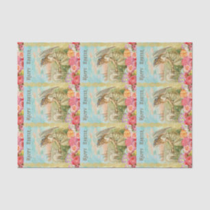 Glückliche Ostern-Typografie-Vintages Engels-Lamm Seidenpapier