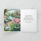 Glückliche Osterrosa Tulips Faltenkarte Karte (Innenseite)