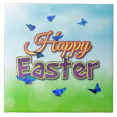 Glückliche Osterschmetterlinge Fliese (Vorderseite)