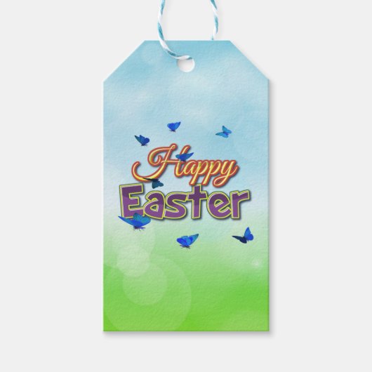Glückliche Osterschmetterlinge Geschenkanhänger (Vorderseite)
