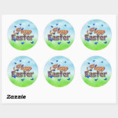 Glückliche Osterschmetterlinge Runder Aufkleber (Blatt)