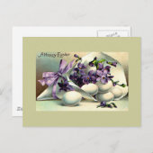 Glückliche Osterviolets & Eierspeisen Vintag Feiertagspostkarte (Vorne/Hinten)