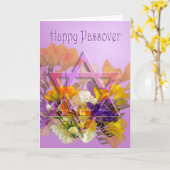 Glückliche Passahfestkarte mit Davidsstern Und Karte (Gelbe Blume)
