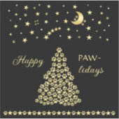 Glückliche Pawlidays, goldglänzende Paw Weihnachts Aufkleber (Vorderseite)