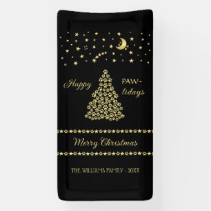 Glückliche Pawlidays, goldglänzende Paw Weihnachts Banner