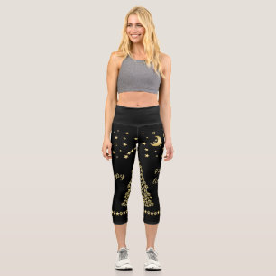 Glückliche Pawlidays, goldglänzende Paw Weihnachts Capri Leggings