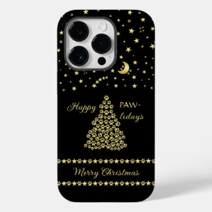 Glückliche Pawlidays, goldglänzende Paw Weihnachts Case-Mate iPhone 14 Pro Hülle