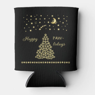 Glückliche Pawlidays, goldglänzende Paw Weihnachts Dosenkühler