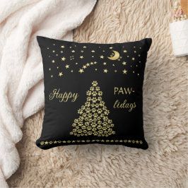 Glückliche Pawlidays, goldglänzende Paw Weihnachts Kissen