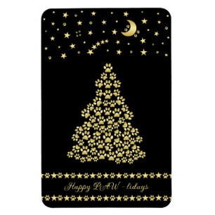 Glückliche Pawlidays, goldglänzende Paw Weihnachts Magnet