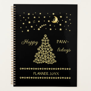 Glückliche Pawlidays, goldglänzende Paw Weihnachts Planer
