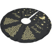 Glückliche Pawlidays, goldglänzende Paw Weihnachts Polyester Weihnachtsbaumdecke (Schrägansicht)