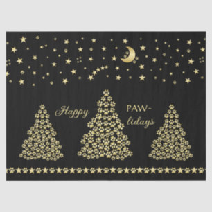 Glückliche Pawlidays, goldglänzende Paw Weihnachts Seidenpapier