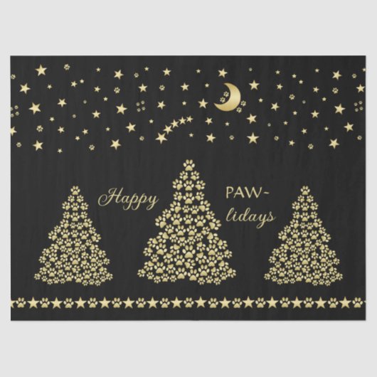 Glückliche Pawlidays, goldglänzende Paw Weihnachts Seidenpapier (Vorderseite)