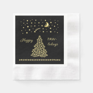 Glückliche Pawlidays, goldglänzende Paw Weihnachts Serviette