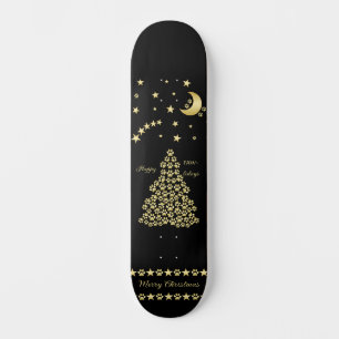 Glückliche Pawlidays, goldglänzende Paw Weihnachts Skateboard