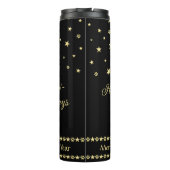 Glückliche Pawlidays, goldglänzende Paw Weihnachts Thermosbecher (Rückseite)