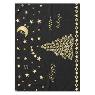 Glückliche Pawlidays, goldglänzende Paw Weihnachts Tischdecke