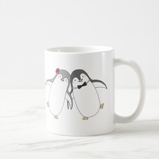 Glückliche Penguin-Paar-niedliche Kaffeetasse (Rechts)