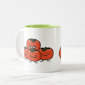 Glückliche Persimone-Freunde Zweifarbige Tasse (Vorderseite Links)