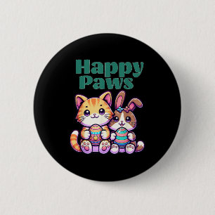 Glückliche Pfoten Süße Häschen Katze Osterei Tier Button