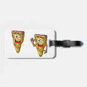 Glückliche Pilz-Pizza-Stücke Gepäckanhänger (Rückseite horizontal)