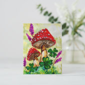 Glückliche Pilze und Lavender Postkarte (Stehend Vorderseite)