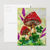 Glückliche Pilze und Lavender Postkarte (Vorne/Hinten)