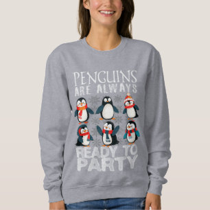 Glückliche Pinguine feiern immer Frauenschweiß Sweatshirt