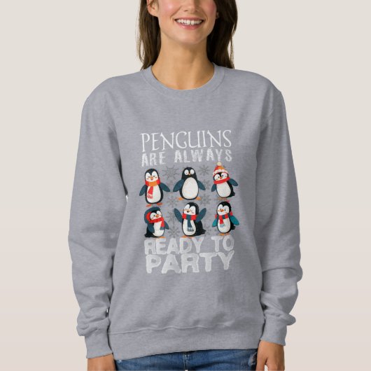 Glückliche Pinguine feiern immer Frauenschweiß Sweatshirt (Vorderseite)