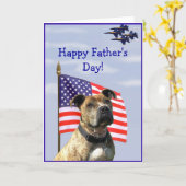 Glückliche Pitbull der Vatertag Grußkarte Karte (Gelbe Blume)