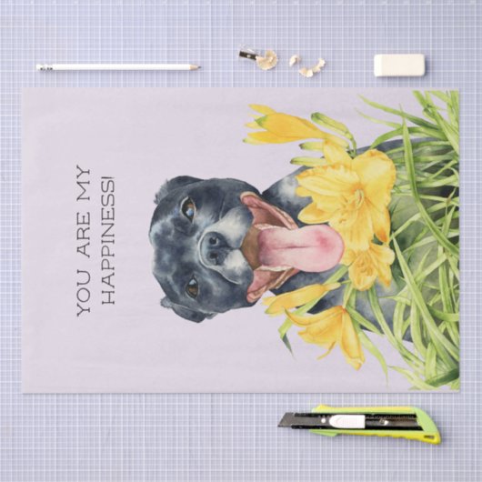 Glückliche Pitbull-Hundekunst Seidenpapier (Handwerk)