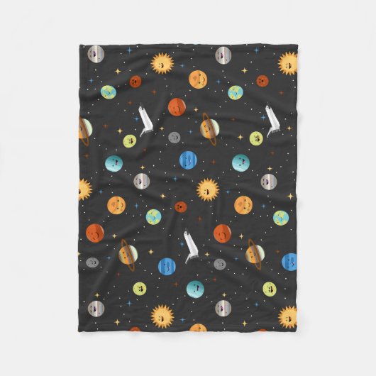 Glückliche Planeten im Weltraum Fleecedecke (Vorderseite)