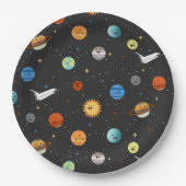 Glückliche Planeten im Weltraum Pappteller (Vorderseite)