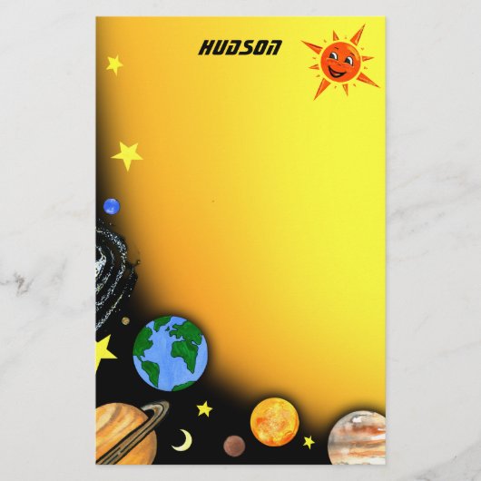 Glückliche Planeten und Raum Briefpapier (Vorderseite)