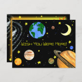 Glückliche Planeten und Weltraum Postkarte (Vorne/Hinten)