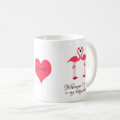 Glückliche Platz-Liebe-Vögel rosa Famingos Kaffeetasse (VorderseiteRechts)