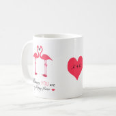 Glückliche Platz-Liebe-Vögel rosa Famingos Kaffeetasse (Vorderseite Links)