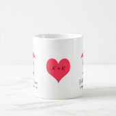 Glückliche Platz-Liebe-Vögel rosa Famingos Kaffeetasse (Mittel)