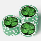 Glückliche Poker Chips in Vierblättriges Kleeblatt (Stapel)