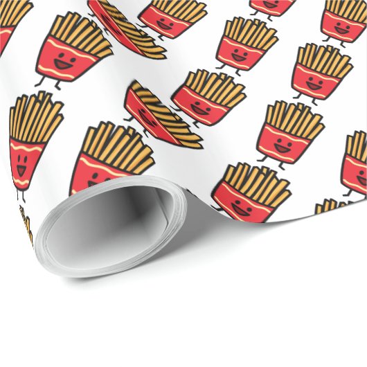Glückliche Pommes-Frites Geschenkpapier (Rolleneckpunkt)