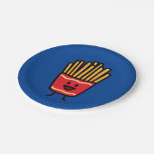 Glückliche Pommes-Frites Pappteller (Schrägansicht)