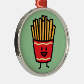 Glückliche Pommes-Frites Silbernes Ornament (Rechts)
