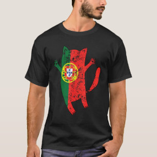 Glückliche portugiesische Katze Portugal-Flagge T-Shirt