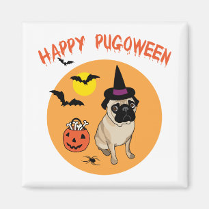Glückliche Pugoween Halloween Mops-T-Shirts, Magnet