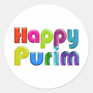 GLÜCKLICHE PURIM flippige Gruß-Karte Runder Aufkleber