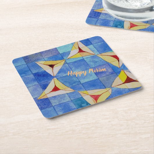 Glückliche Purim Hamentashen Untersetzer (angewinkelt)