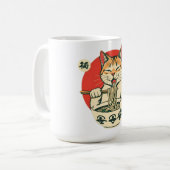 Glückliche Ramen-Katze Kaffeetasse (Vorderseite Links)
