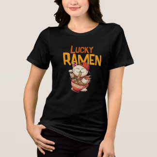 Glückliche Ramen-Katze Tri-Blend Shirt